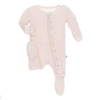 Solid Muffin Ruffle Footie with Snaps - Macaroon with Natural Baby & Toddler Sleepwear