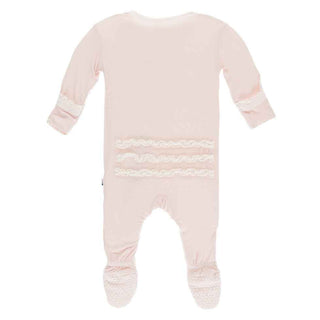 Solid Muffin Ruffle Footie with Snaps - Macaroon with Natural Baby & Toddler Sleepwear