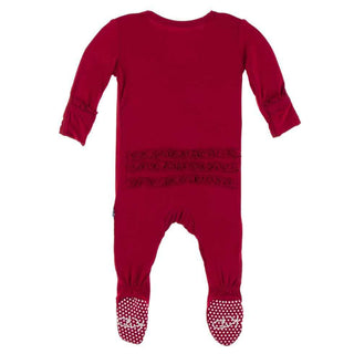 Solid Muffin Ruffle Footie with Zipper - Crimson WC20 Baby & Toddler Sleepwear