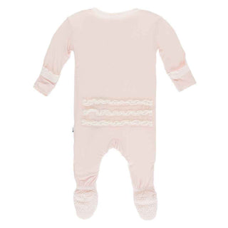 Solid Muffin Ruffle Footie with Zipper - Macaroon with Natural Baby & Toddler Sleepwear