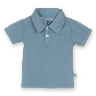 Solid Bamboo Short Sleeve Polo Shirt, Dusty Sky Baby & Toddler Tops