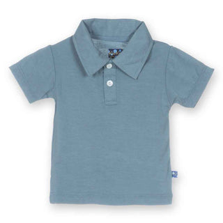 Solid Bamboo Short Sleeve Polo Shirt, Dusty Sky Baby & Toddler Tops