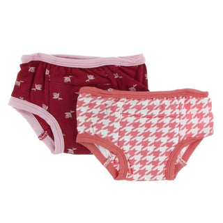 Training Pants Set, Candy Apple Rose Buds & English Rose Houndstooth Potty Training