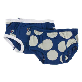 Training Pants Set, Navy Queen's Swans & Navy Mod Dot Potty Training