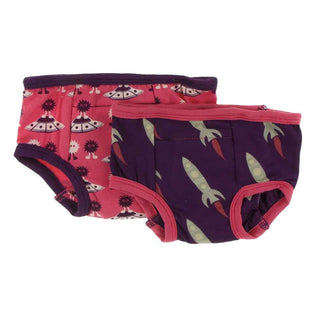 Training Pants Set - Red Ginger Aliens with Flying Saucers & Wine Grapes Rockets Potty Training