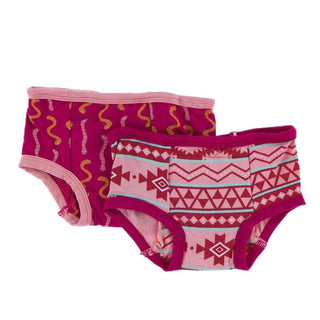 Training Pants Set - Rhododendron Worms and Strawberry Mayan Print Potty Training