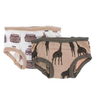 Training Pants Set (Set of 2)- Natural Bush Baby and Suede Giraffe Potty Training