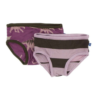 Underwear Set - Amethyst Kosmoceratops and Paleontology Flora Stripe Toddler Underwear