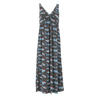 Women's Print Simple Twist Nightgown - Pewter Santa Sharks Nightgowns