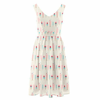 Women's Print Woven Dress - Natural Ice Cream Shop Dresses