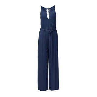 Women's Solid Bamboo Breezy Keyhole Jumpsuit - Flag Blue (TBD22) Jumpsuits & Rompers