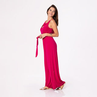 Women's Solid Bamboo Breezy Keyhole Jumpsuit - Rhododendron (TBD22) Jumpsuits & Rompers