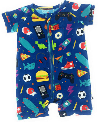 Boy's Shortie Romper - Knick Knacks & Snacks Baby One-Pieces