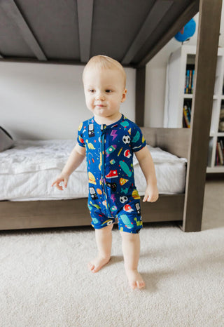 Boy's Shortie Romper - Knick Knacks & Snacks Baby One-Pieces