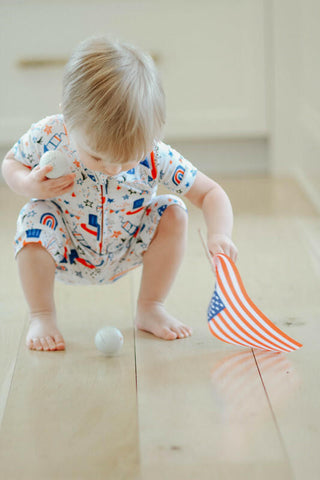 Boy's Shortie Romper - Fourth of July Baby One-Pieces