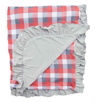 Baby Bamboo Ruffle Stroller Blanket - Plaid Swaddling & Receiving Blankets