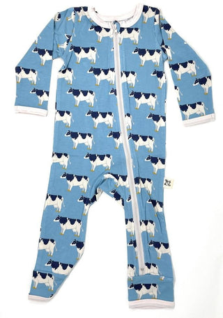 Coverall with Zipper - Blue Cows Baby & Toddler Sleepwear