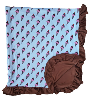 Double Layered Ruffle Stroller Blanket - Ice Cream Treat Swaddling & Receiving Blankets