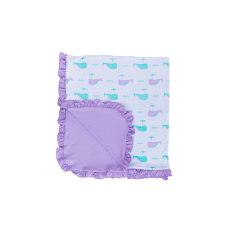 Double Layered Ruffle Stroller Blanket - Orchid Whale Swaddling & Receiving Blankets