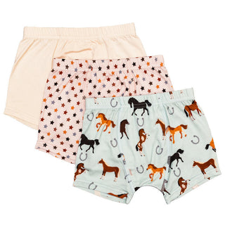 Boy's Bamboo Boxer Brief Set - Western Horse Toddler Underwear