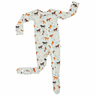 Bamboo Footie with Zipper - Western Horse Baby & Toddler Sleepwear