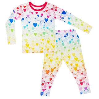 Girl's Long Sleeve Pajama Set - Rainbow Hearts Baby & Toddler Sleepwear