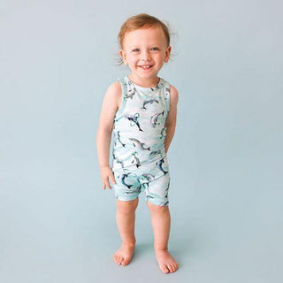 Boy's Basic Racerback Short Length Romper - Skipper (Dolphins) Baby One-Pieces