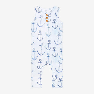 Boy's Henley Racerback Romper - Anchors Away (Boat Anchors) Baby One-Pieces