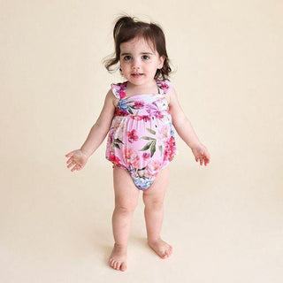 Girl's Bamboo Basic Ruffled Cap Sleeve Bubble Romper - Brisa (Floral) Baby One-Pieces