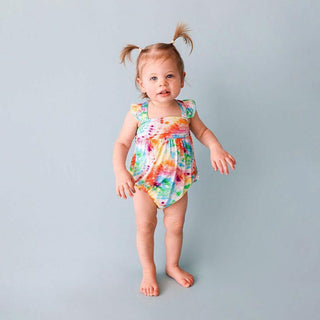 Girl's Basic Ruffled Cap Sleeve Bubble Romper - Totally Tie Dye Baby One-Pieces