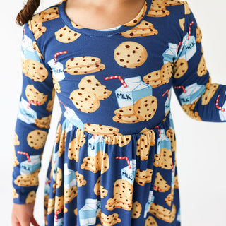 Girl's Bamboo Long Sleeve Basic Twirl Dress - Milk and Cookies Baby & Toddler Dresses