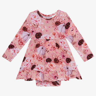 Girl's Long Sleeve Ruffled Bodysuit Dress - Liliana (Floral) Baby & Toddler Dresses