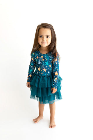 Girl's Long Sleeve Tulle Dress - Rogan (Stars) Baby & Toddler Dresses