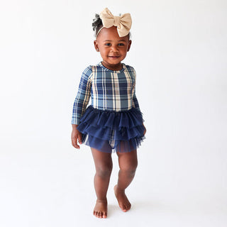 Girl's Long Sleeve Tulle Skirt Bodysuit - Joseph (Plaid) Baby One-Pieces