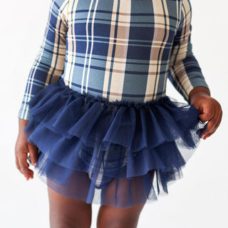 Girl's Long Sleeve Tulle Skirt Bodysuit - Joseph (Plaid) Baby One-Pieces