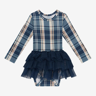 Girl's Long Sleeve Tulle Skirt Bodysuit - Joseph (Plaid) Baby One-Pieces