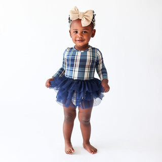 Girl's Long Sleeve Tulle Skirt Bodysuit - Joseph (Plaid) Baby One-Pieces