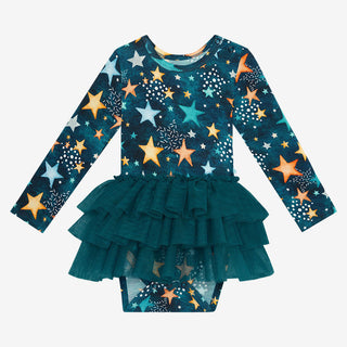 Girl's Long Sleeve Tulle Skirt Bodysuit - Rogan (Stars) Baby One-Pieces