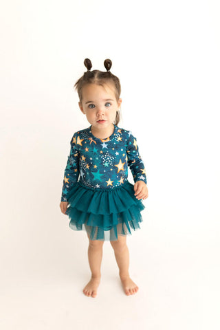 Girl's Long Sleeve Tulle Skirt Bodysuit - Rogan (Stars) Baby One-Pieces