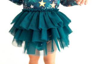 Girl's Long Sleeve Tulle Skirt Bodysuit - Rogan (Stars) Baby One-Pieces