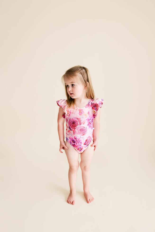 Posh Peanut Girl's One Piece Ruffled Cap Sleeve Swimsuit - Amira – Baby  Riddle