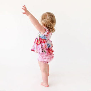 Girl's Bamboo Ruffled Cap Sleeve Basic Peplum Top & Bloomer Outfit Set - Brisa (Floral) Baby & Toddler Outfits