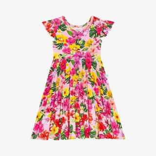 Girl's Ruffled Cap Sleeve Basic Twirl Dress - Malana (Hibiscus) Baby & Toddler Dresses