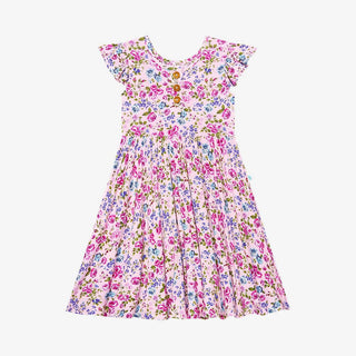 Girl's Ruffled Cap Sleeve Henley Twirl Dress - Pixie (Floral) Baby & Toddler Dresses