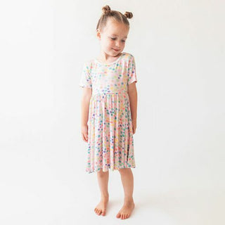 Girl's Bamboo Short Sleeve Basic Twirl Dress - Estelle (Polka Dots) Baby & Toddler Dresses