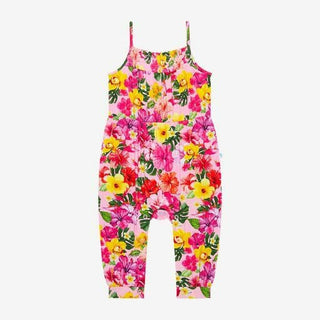 Girl's Smocked Spaghetti Jumpsuit - Malana (Hibiscus) Baby One-Pieces