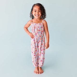 Girl's Bamboo Smocked Spaghetti Jumpsuit with Snaps - Carissa (Floral) Baby One-Pieces