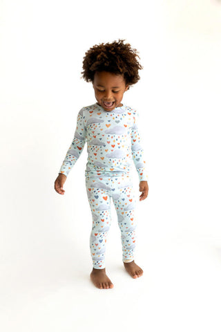 Bamboo Long Sleeve Pajama Set - Briella (Hearts, Clouds & Rain) Baby & Toddler Sleepwear