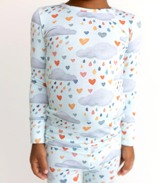 Bamboo Long Sleeve Pajama Set - Briella (Hearts, Clouds & Rain) Baby & Toddler Sleepwear