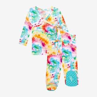 Long Sleeve Tie Front Kimono with Footed Legging Outfit Set - Totally Tie Dye Baby & Toddler Outfits